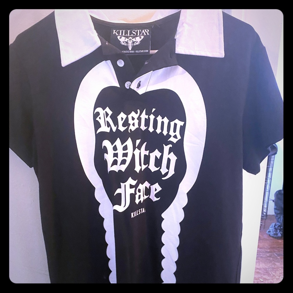 Resting Witch Face Collared Shirt